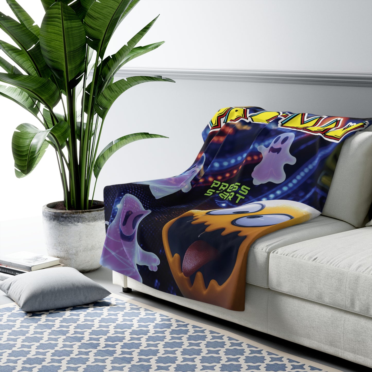 Pac Man Sherpa Fleece Blanket