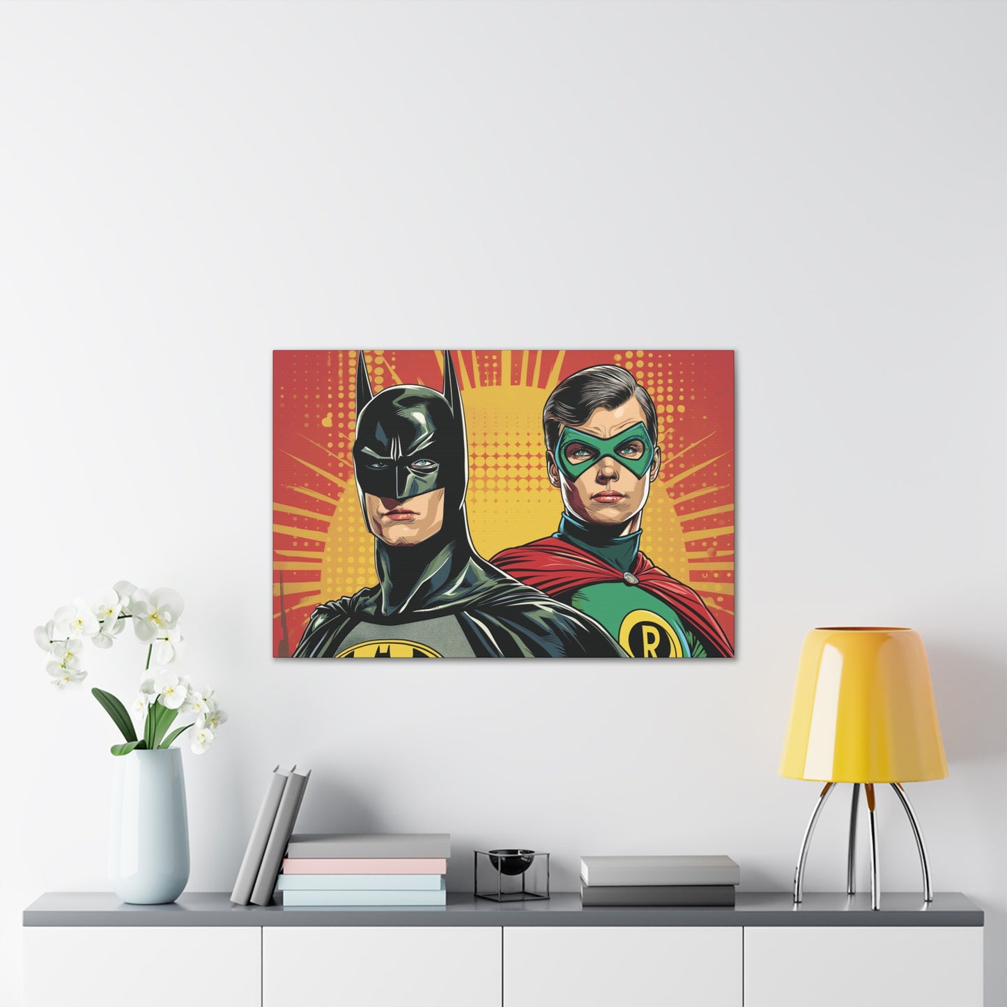 Bat and Boy Wonder 2 Canvas Stretched, 0.75"