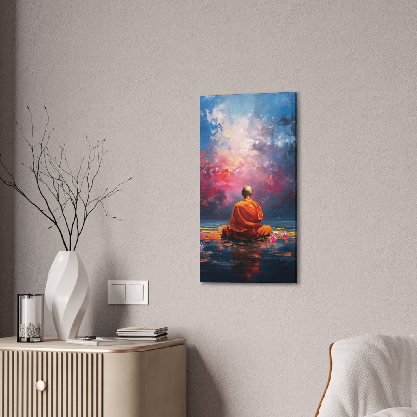 Buddha Painting Print 7 Canvas Stretched, 0.75"