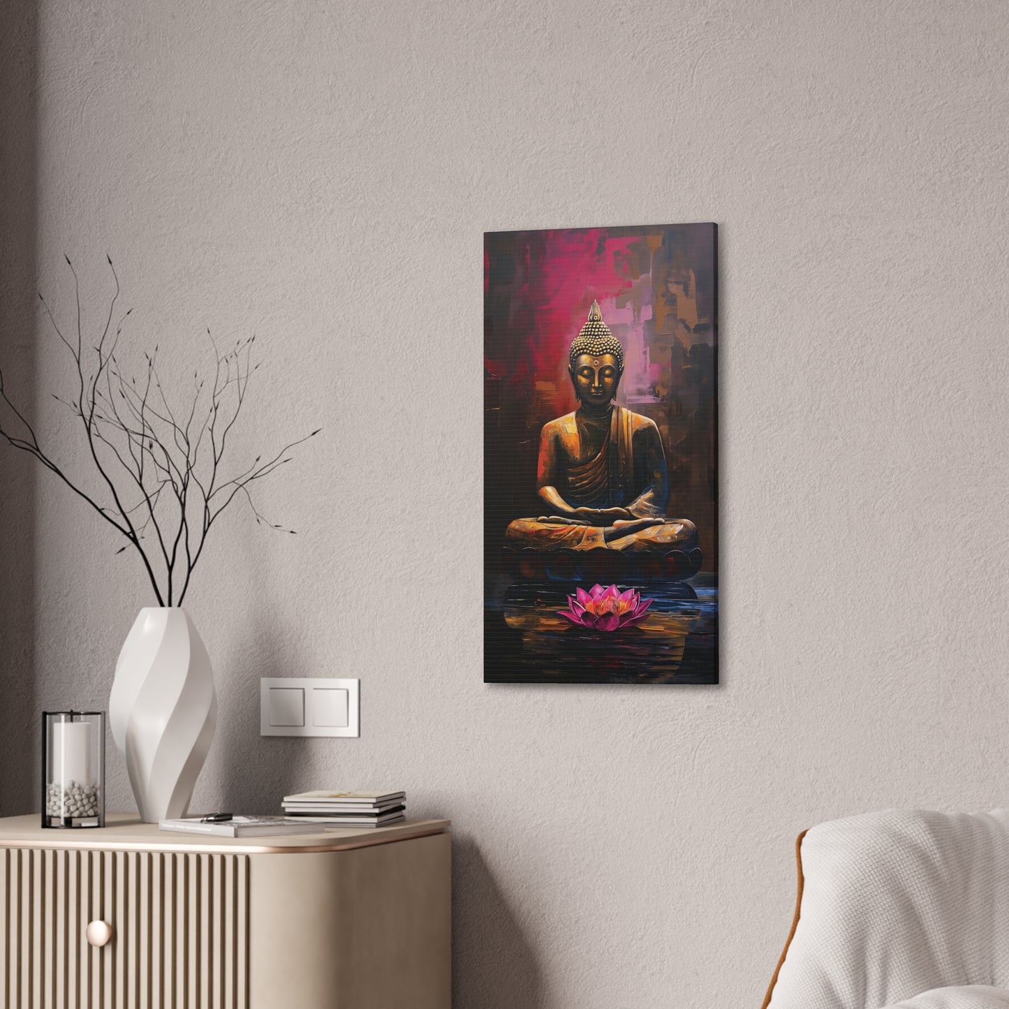 Buddha Painting Print 14 Canvas Stretched, 0.75"