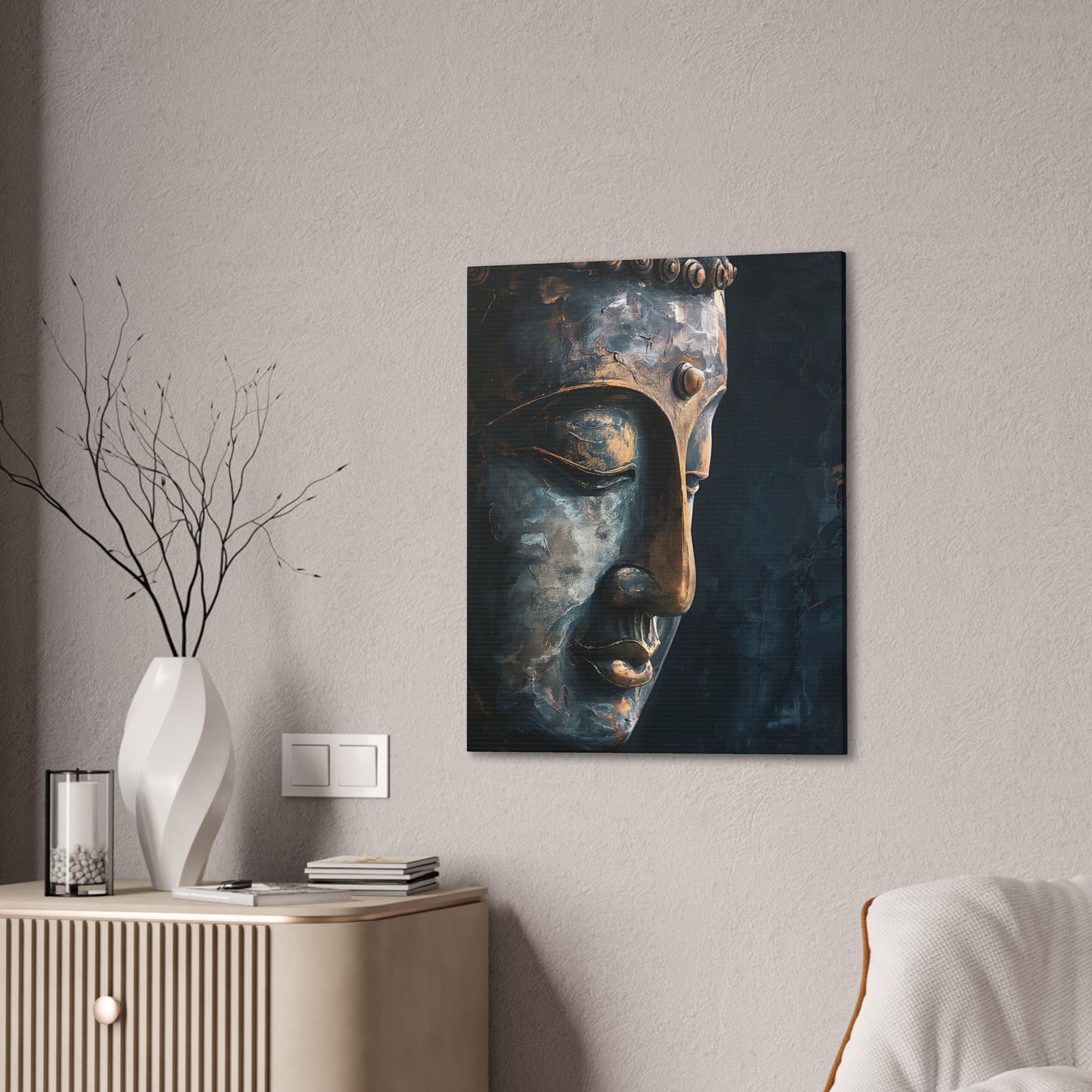 Buddha Painting Print 9 Canvas Stretched, 0.75"