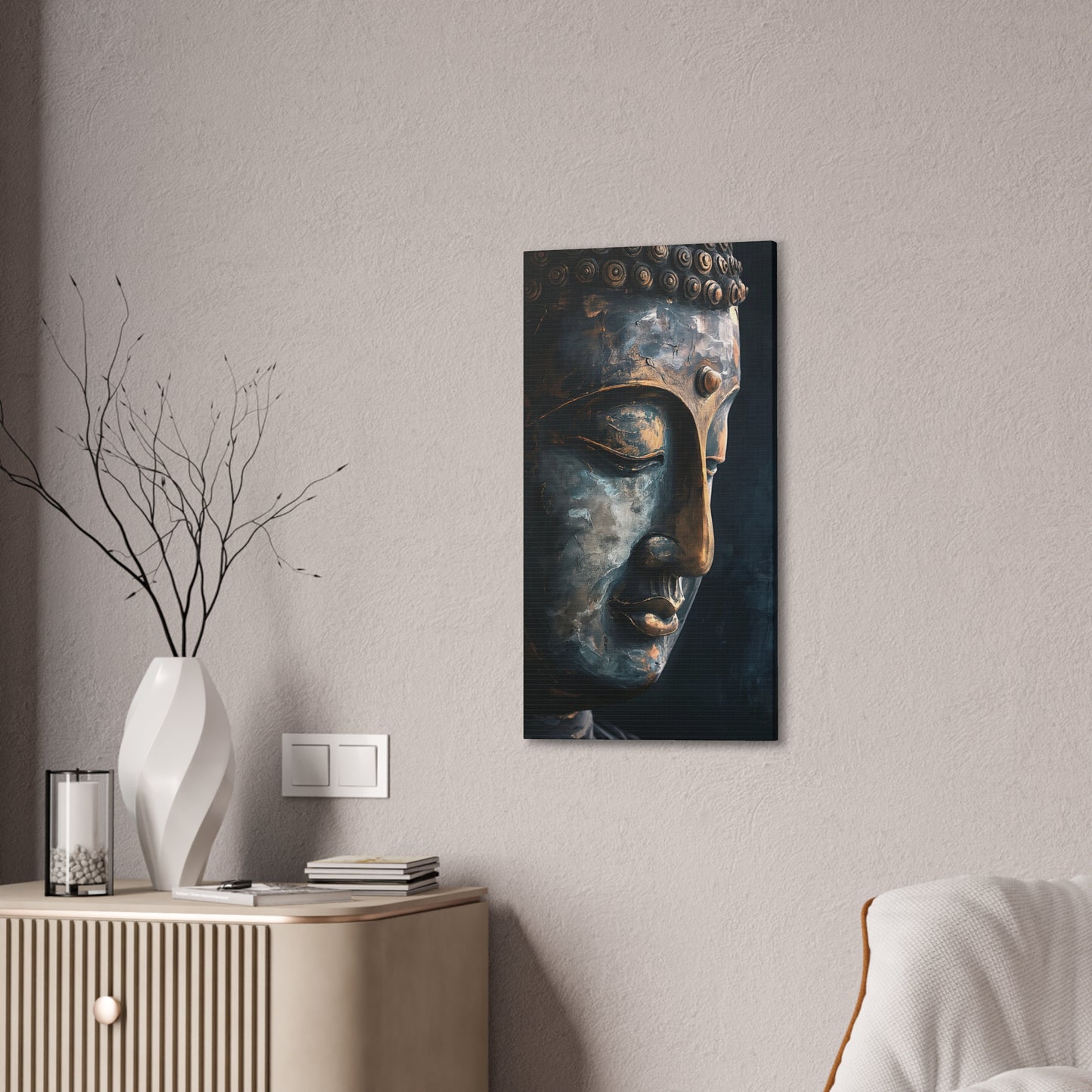 Buddha Painting Print 9 Canvas Stretched, 0.75"