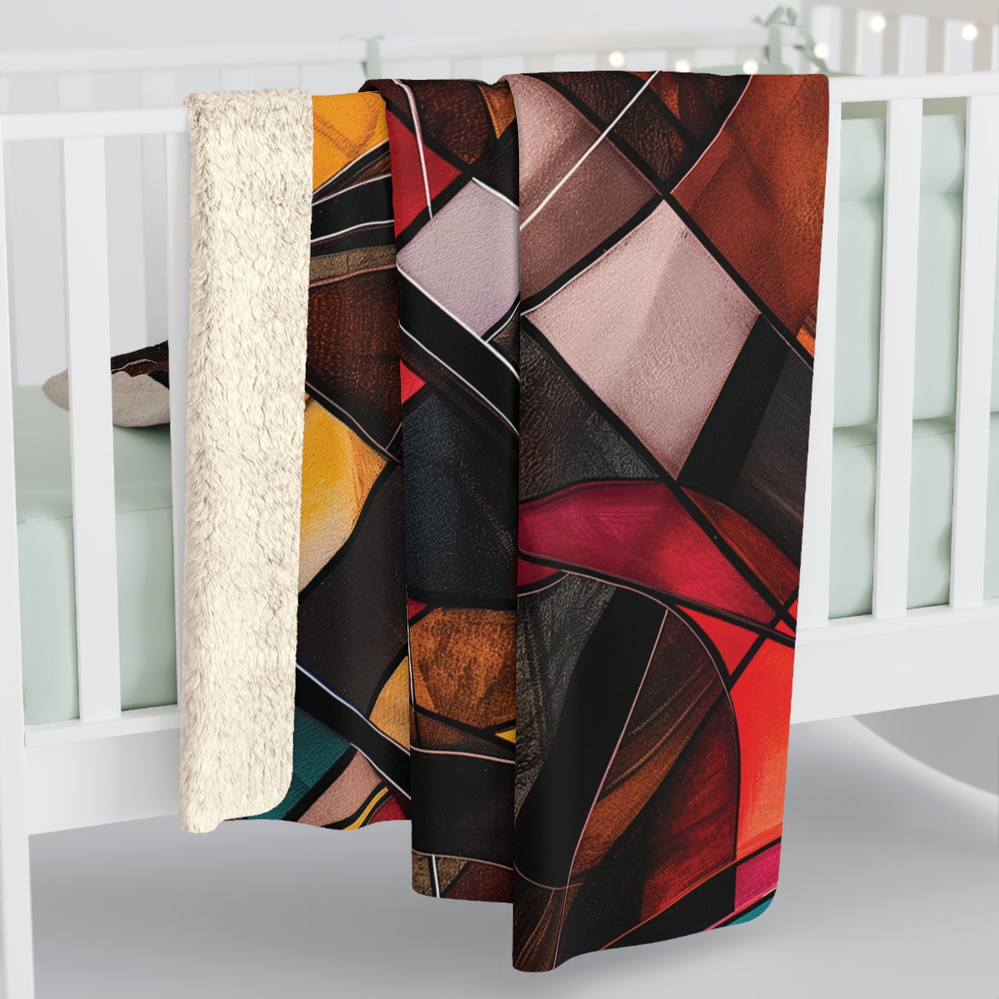 Abstract Cubist Sherpa Fleece Blanket