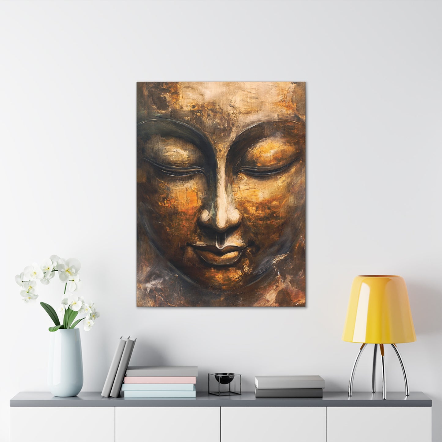 Buddha Painting Print 8 Canvas Stretched, 0.75"