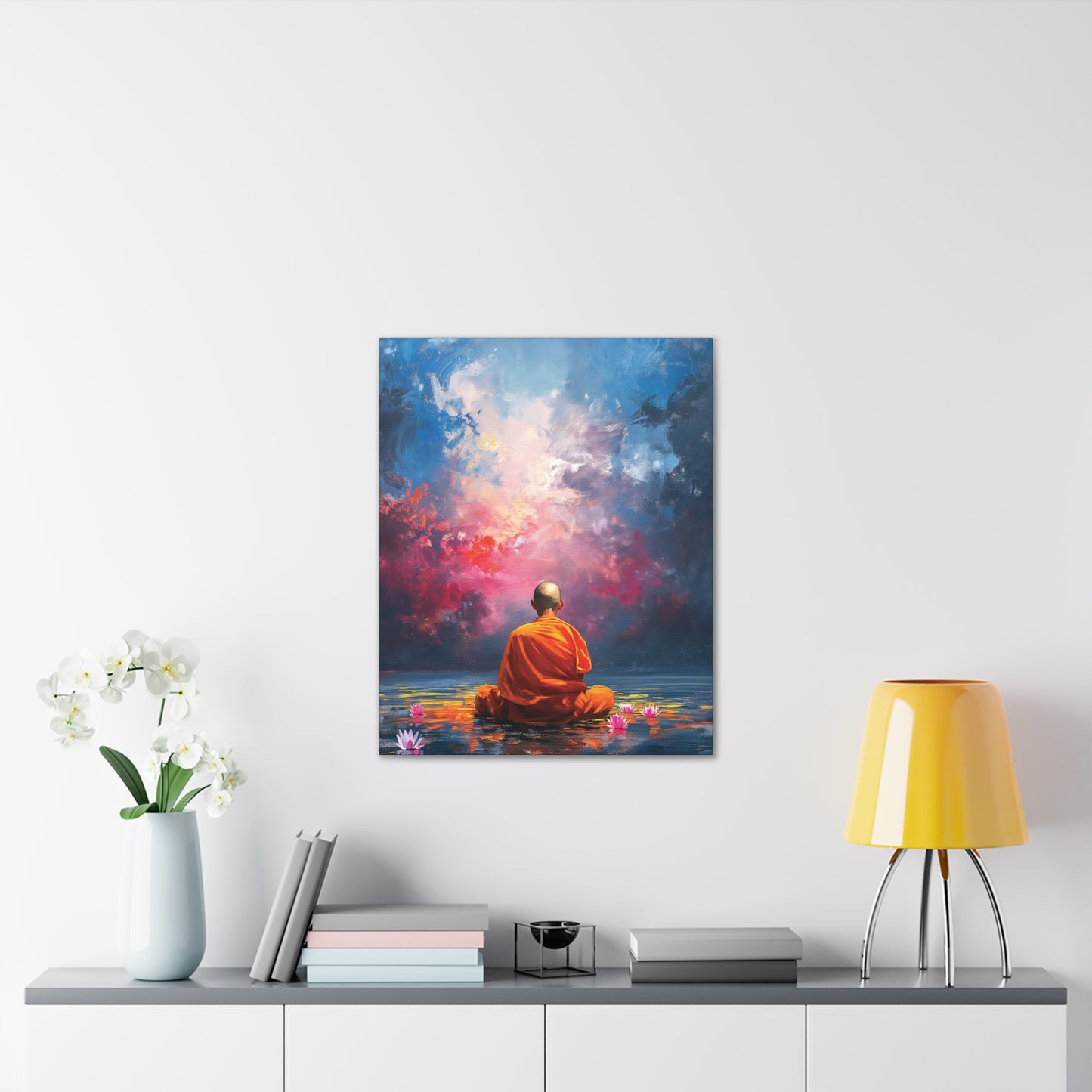 Buddha Painting Print 7 Canvas Stretched, 0.75"