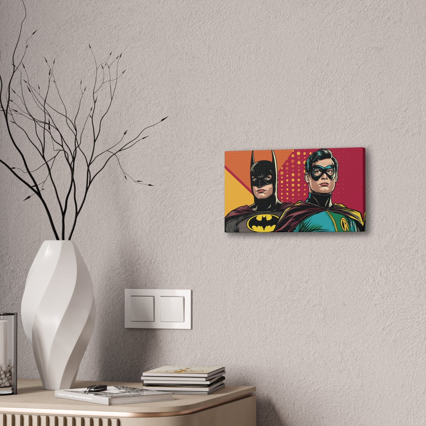 Bat and Boy Wonder Canvas Stretched, 0.75"