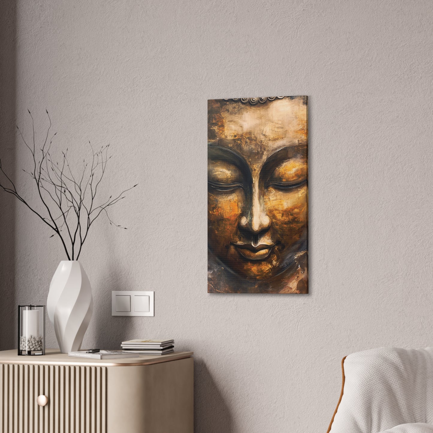 Buddha Painting Print 8 Canvas Stretched, 0.75"