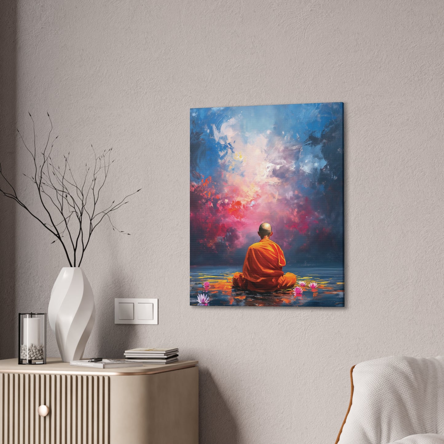 Buddha Painting Print 7 Canvas Stretched, 0.75"