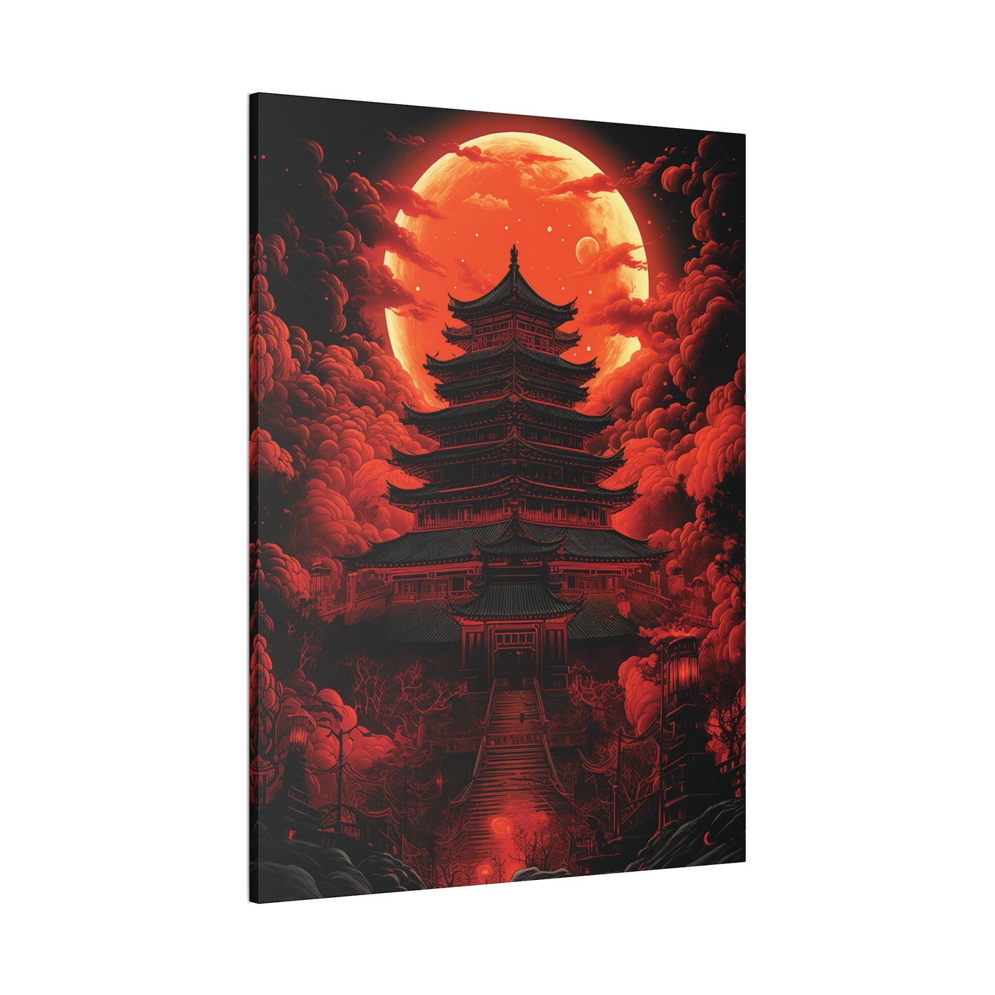 Japanese Temple Canvas Stretched, 0.75"