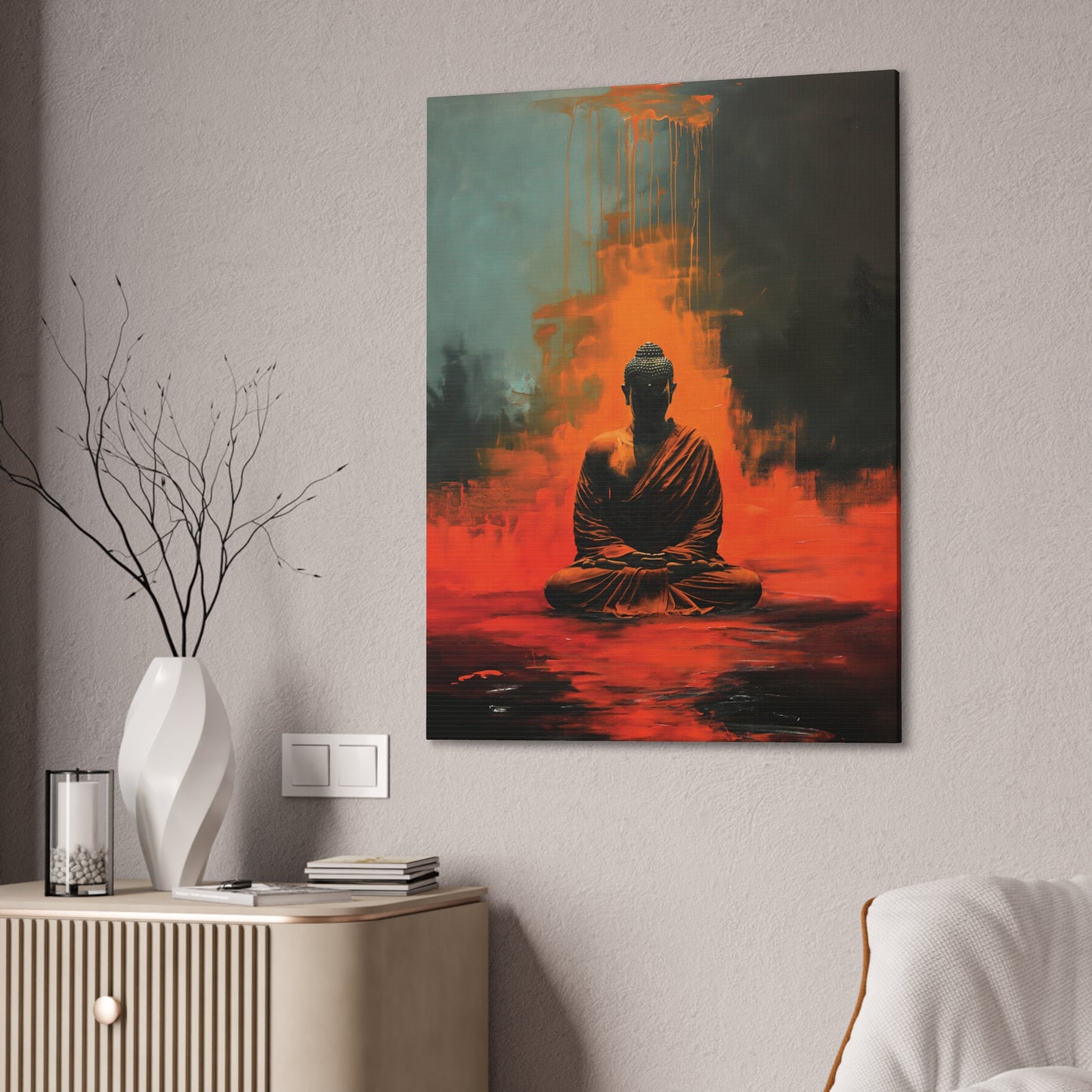 Buddha Painting Print 13 Canvas Stretched, 0.75"