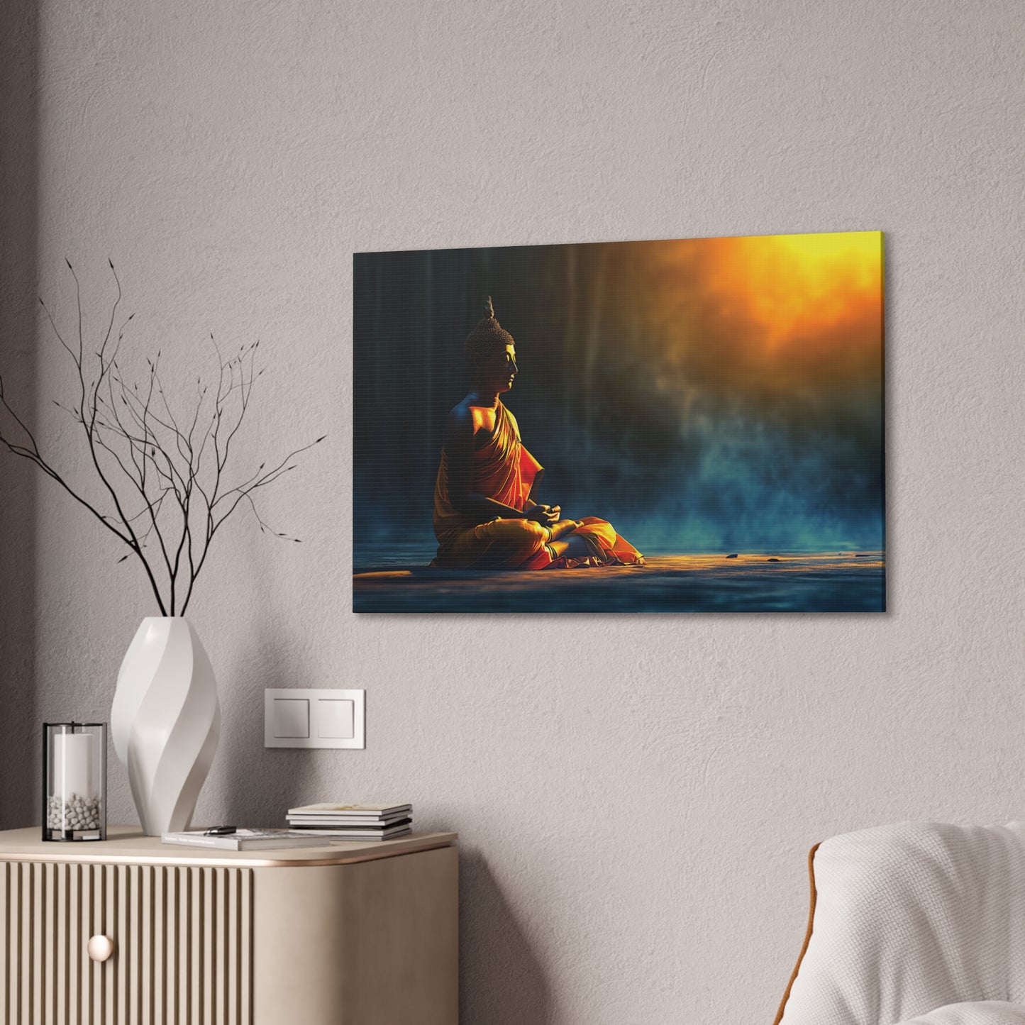 Buddha Painting Print 27 Canvas Stretched, 0.75"