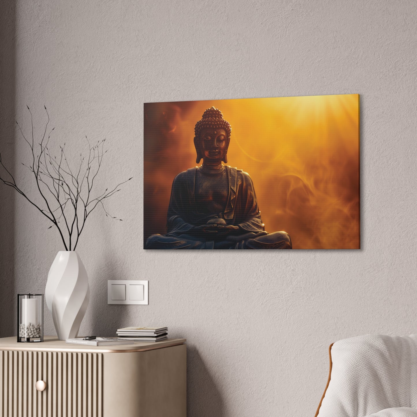 Buddha Painting Print 28 Canvas Stretched, 0.75"