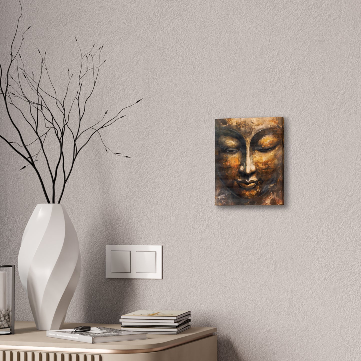 Buddha Painting Print 8 Canvas Stretched, 0.75"